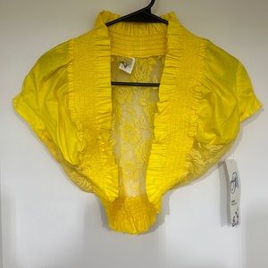 NWT! NaNa Lace Back Ruff Shrug- Yellow L